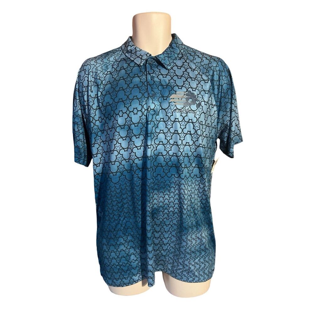 Run Disney Polo Shirt Adult Blue Mickey Mouse Run Disney All Over Print New 2024